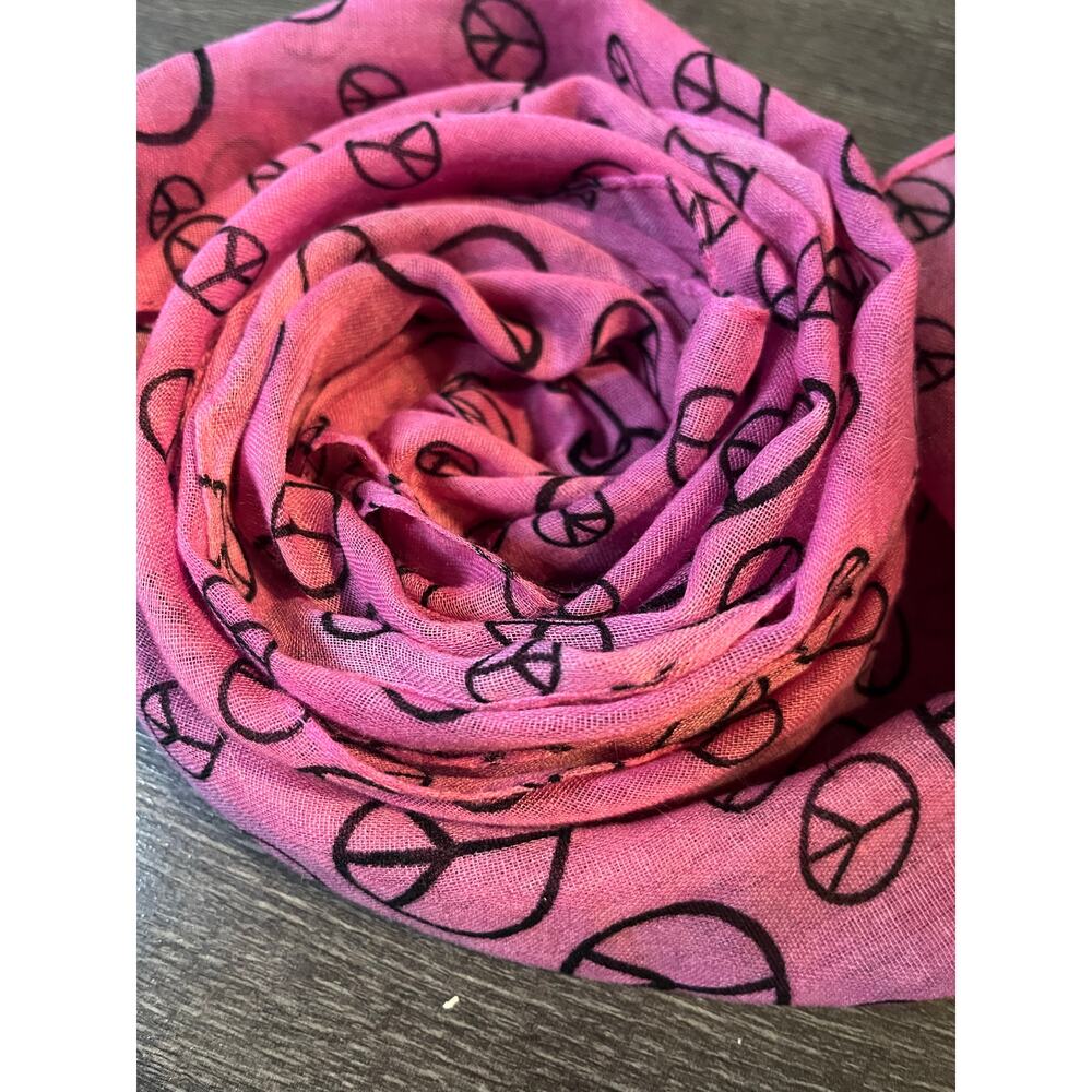 Purple Peace Sign Scarf Magenta Purple Trendy Hippy Long Rectangle - Picture 6 of 8